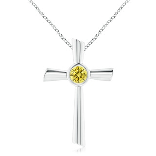 6.4mm Labgrown Solitaire Lab-Grown Fancy Intense Yellow Diamond Cross Pendant in P950 Platinum