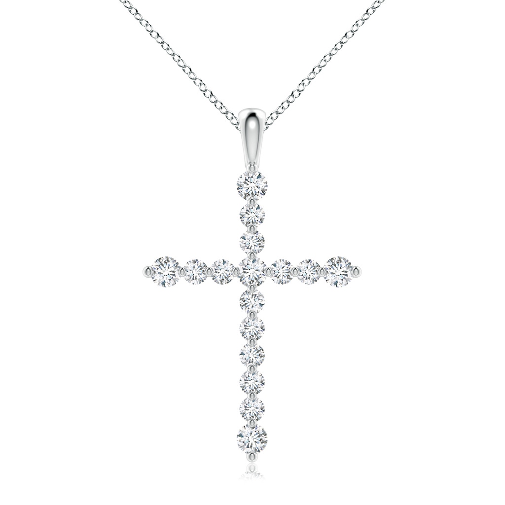 2.8mm FGVS Lab-Grown Floating Round Diamond Dotted Cross Pendant in P950 Platinum