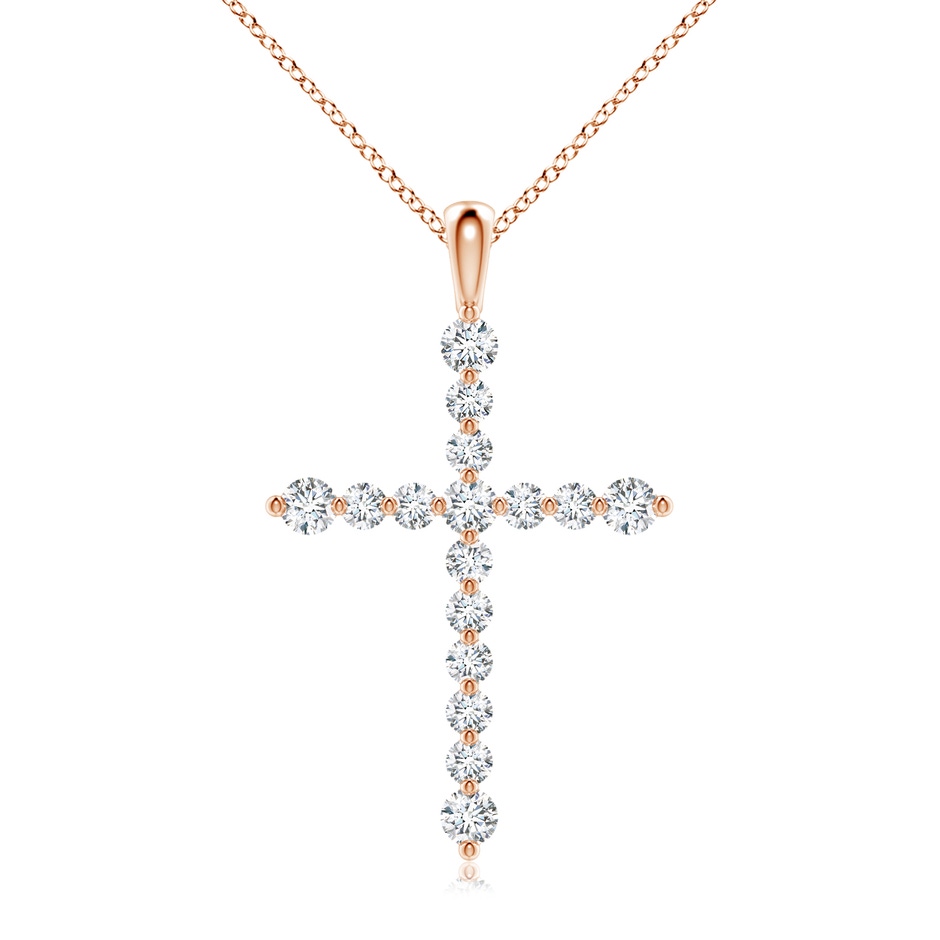 2.8mm FGVS Lab-Grown Floating Round Diamond Dotted Cross Pendant in Rose Gold 