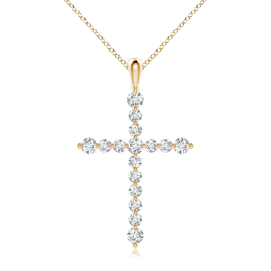 2.8mm FGVS Lab-Grown Floating Round Diamond Dotted Cross Pendant in Yellow Gold 