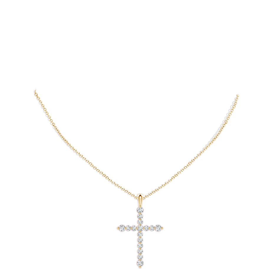 2.8mm FGVS Lab-Grown Floating Round Diamond Dotted Cross Pendant in Yellow Gold pen