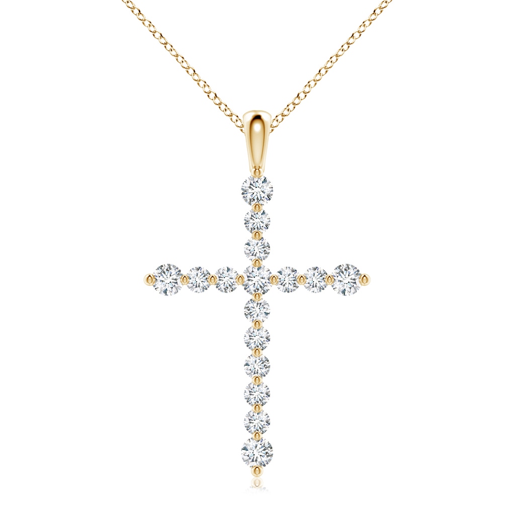 3.3mm FGVS Lab-Grown Floating Round Diamond Dotted Cross Pendant in Yellow Gold 