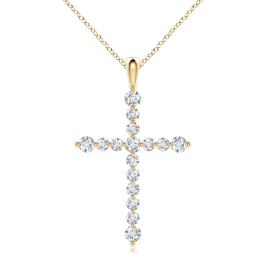 3.3mm FGVS Lab-Grown Floating Round Diamond Dotted Cross Pendant in Yellow Gold