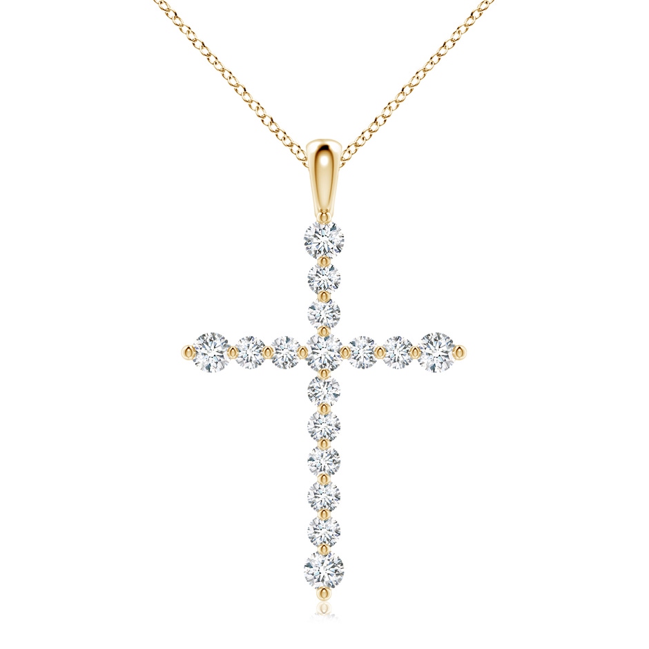 3.3mm FGVS Lab-Grown Floating Round Diamond Dotted Cross Pendant in Yellow Gold 