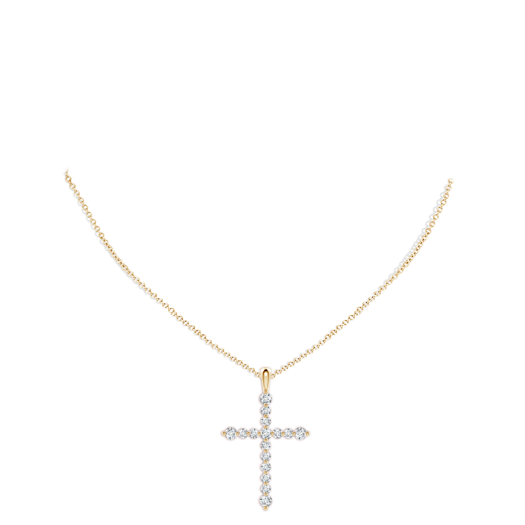 3.3mm FGVS Lab-Grown Floating Round Diamond Dotted Cross Pendant in Yellow Gold pen