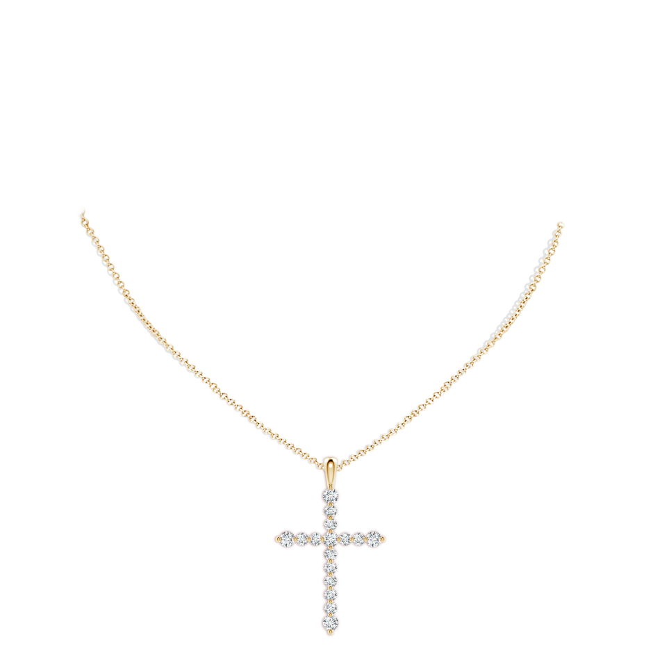 3.3mm FGVS Lab-Grown Floating Round Diamond Dotted Cross Pendant in Yellow Gold pen