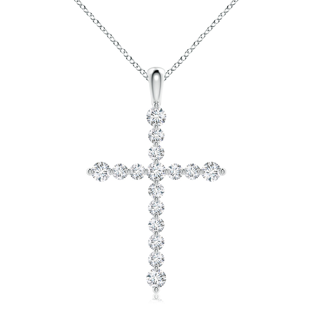 3.6mm FGVS Lab-Grown Floating Round Diamond Dotted Cross Pendant in White Gold