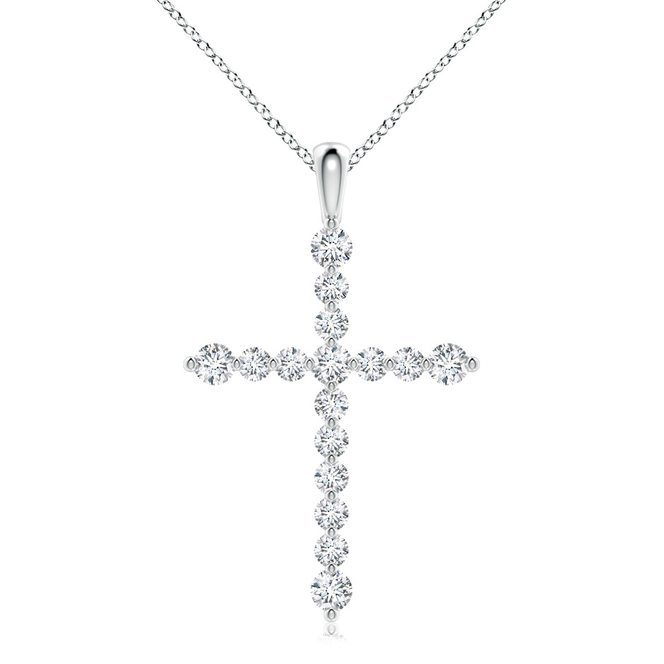 3.6mm FGVS Lab-Grown Floating Round Diamond Dotted Cross Pendant in White Gold 