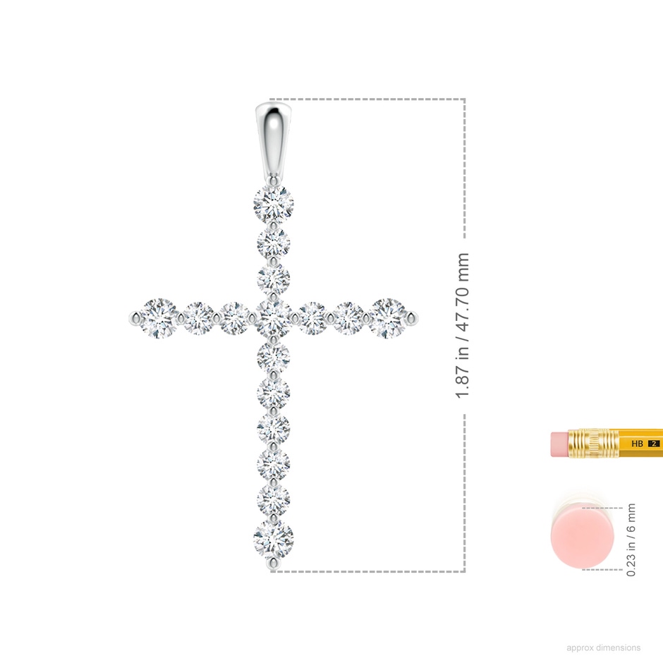 3.6mm FGVS Lab-Grown Floating Round Diamond Dotted Cross Pendant in White Gold ruler