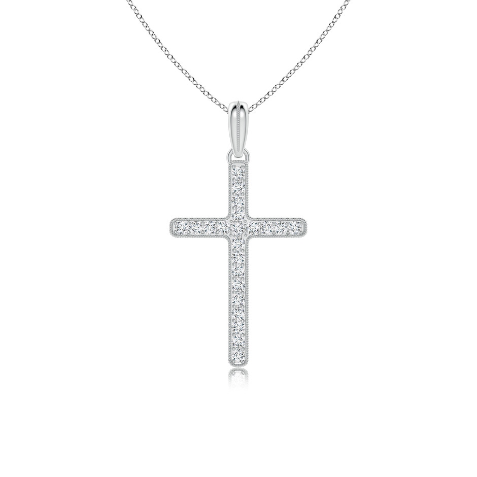 2.5mm FGVS Lab-Grown Milgrain-Edged Diamond Latin Cross Pendant in White Gold 