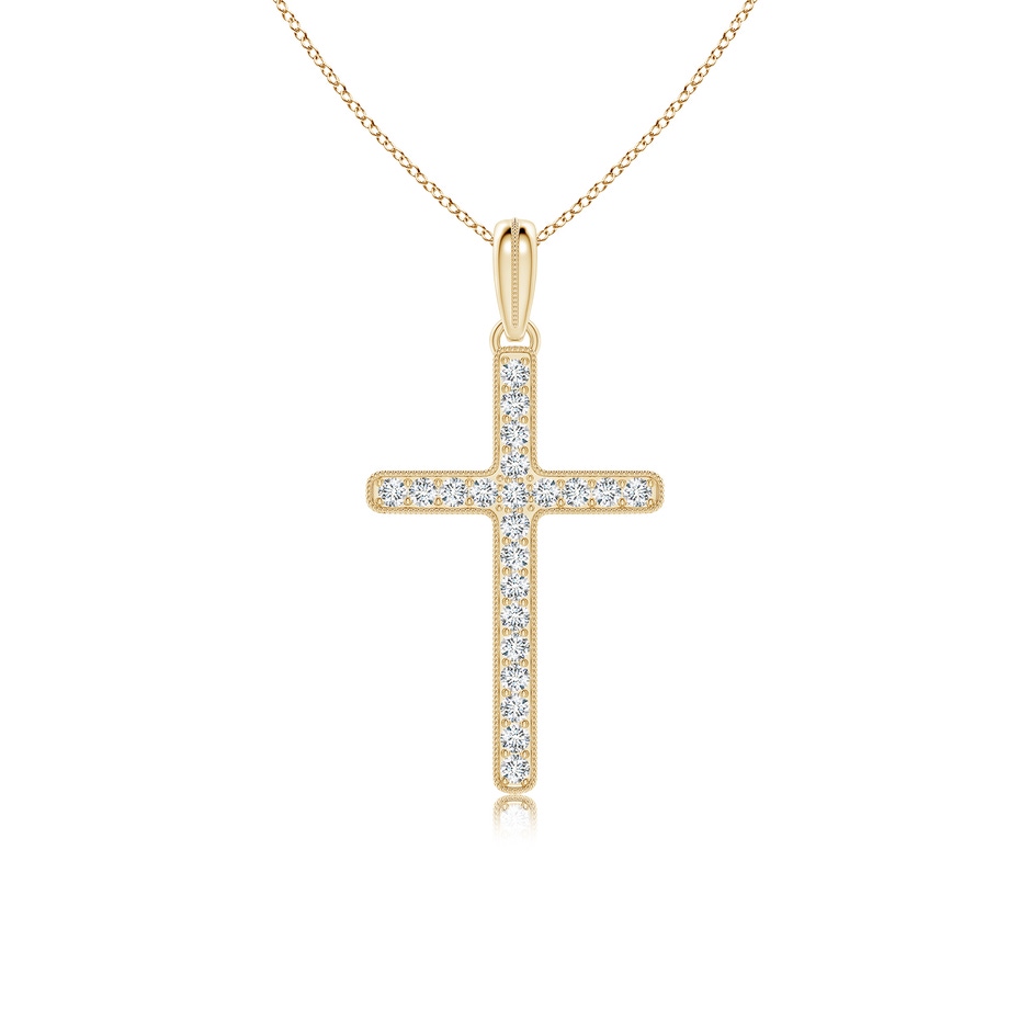2.5mm FGVS Lab-Grown Milgrain-Edged Diamond Latin Cross Pendant in Yellow Gold 