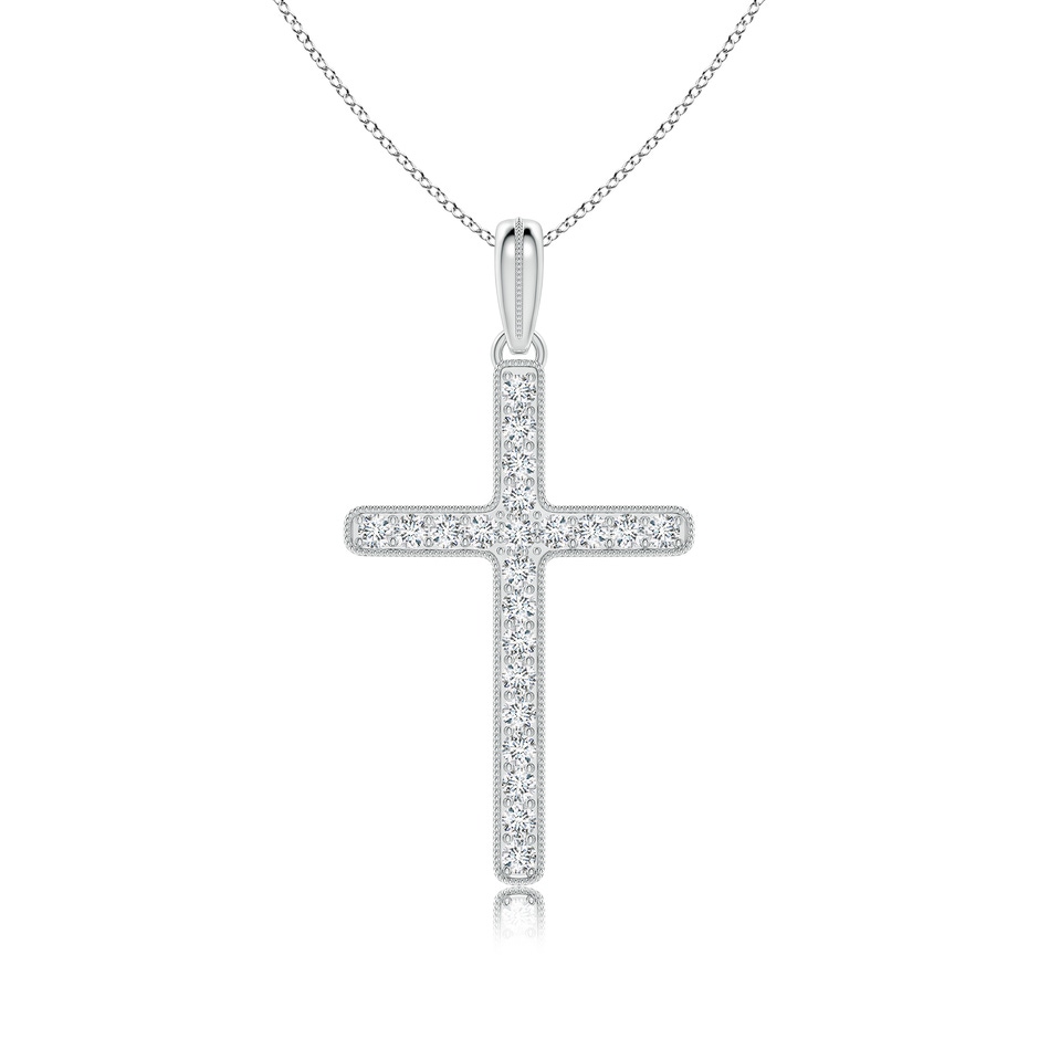 2.8mm FGVS Lab-Grown Milgrain-Edged Diamond Latin Cross Pendant in 18K White Gold 