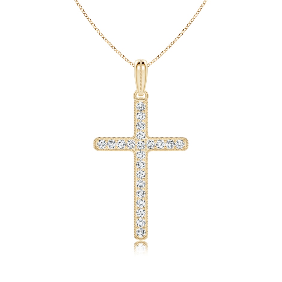 2.8mm FGVS Lab-Grown Milgrain-Edged Diamond Latin Cross Pendant in Yellow Gold 