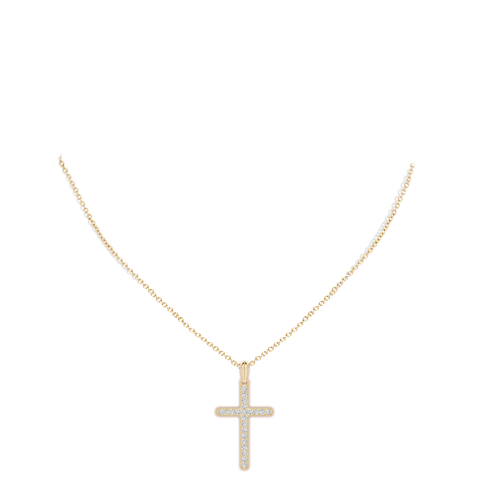 2.8mm FGVS Lab-Grown Milgrain-Edged Diamond Latin Cross Pendant in Yellow Gold pen