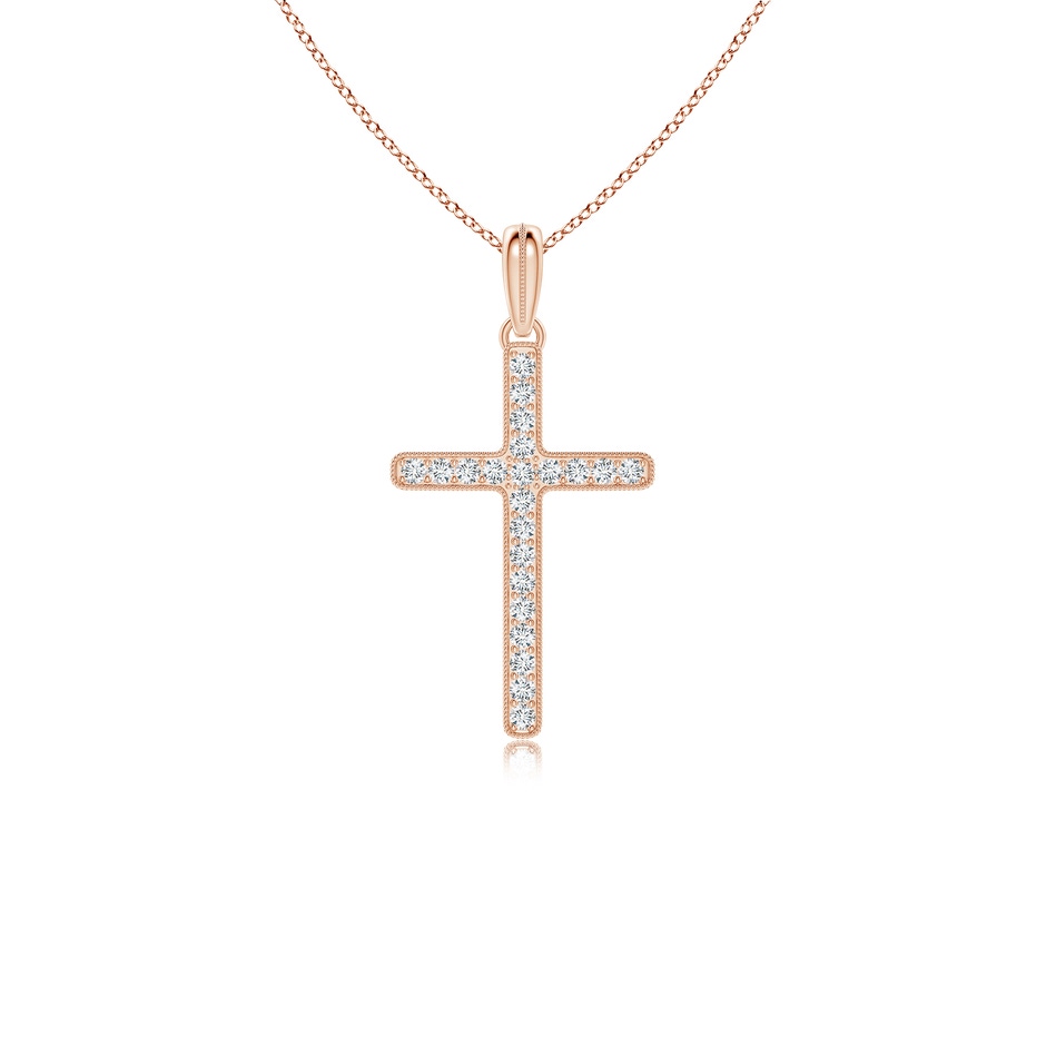 2mm FGVS Lab-Grown Milgrain-Edged Diamond Latin Cross Pendant in Rose Gold 