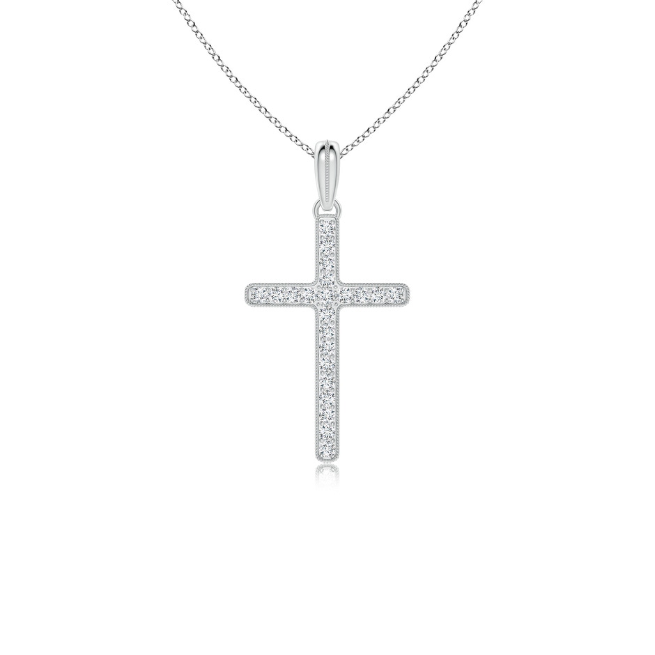 2mm FGVS Lab-Grown Milgrain-Edged Diamond Latin Cross Pendant in White Gold 