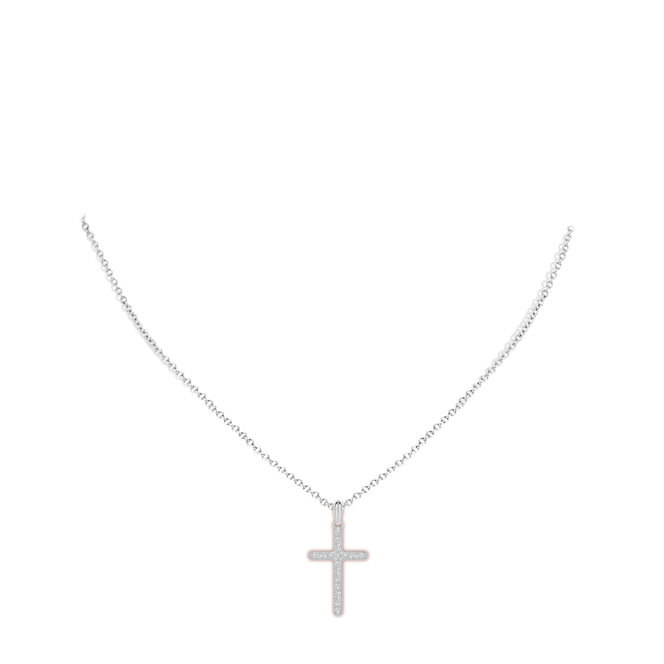 2mm FGVS Lab-Grown Milgrain-Edged Diamond Latin Cross Pendant in White Gold pen