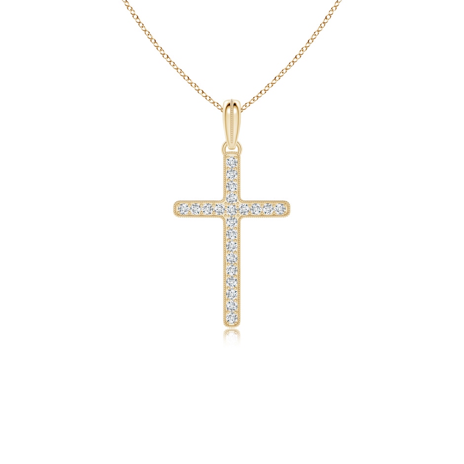 2mm FGVS Lab-Grown Milgrain-Edged Diamond Latin Cross Pendant in Yellow Gold 