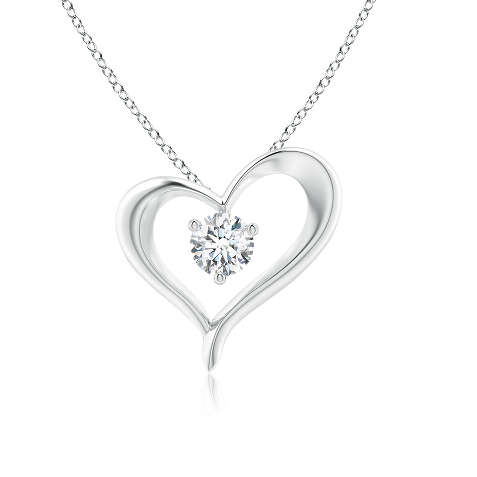 5.1mm FGVS Lab-Grown Solitaire Diamond Ribbon Heart Pendant in White Gold 