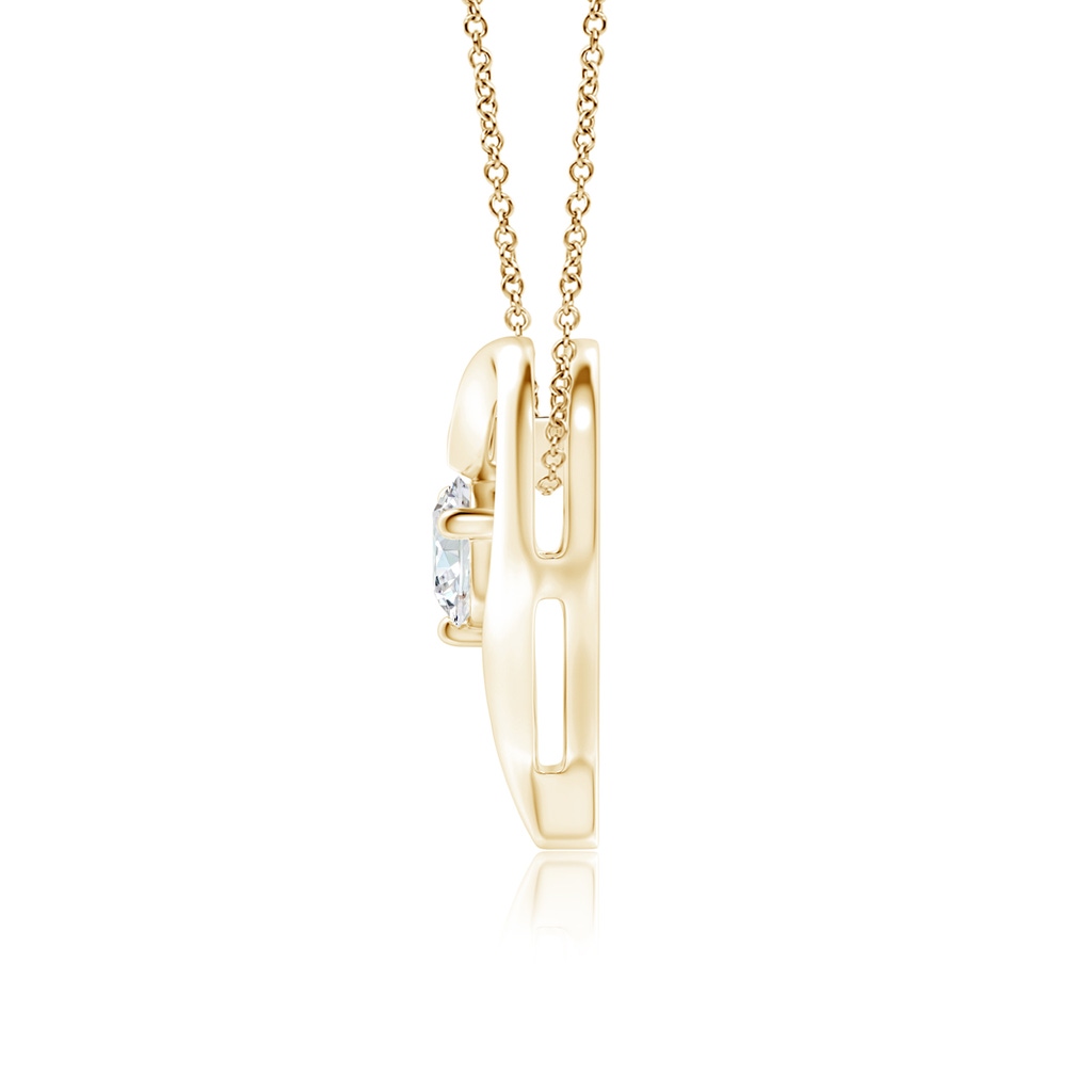 5.1mm FGVS Lab-Grown Solitaire Diamond Ribbon Heart Pendant in Yellow Gold - side 199
