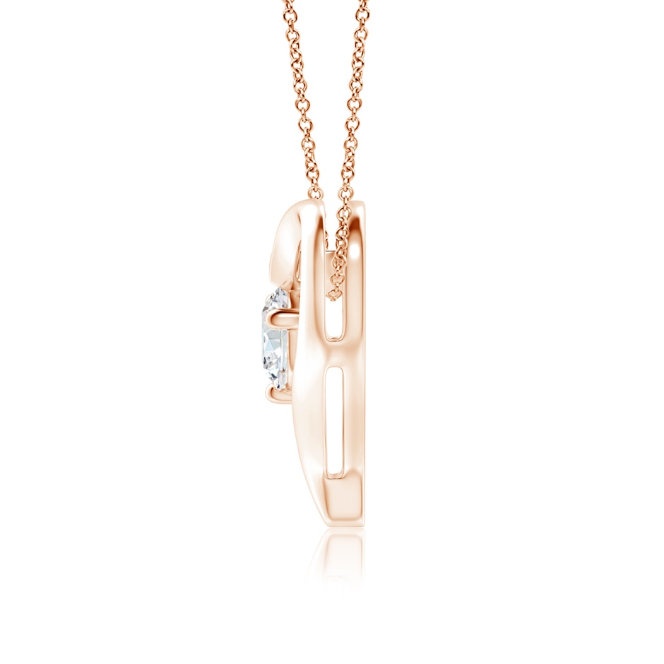 6.4mm FGVS Lab-Grown Solitaire Diamond Ribbon Heart Pendant in 18K Rose Gold side 199