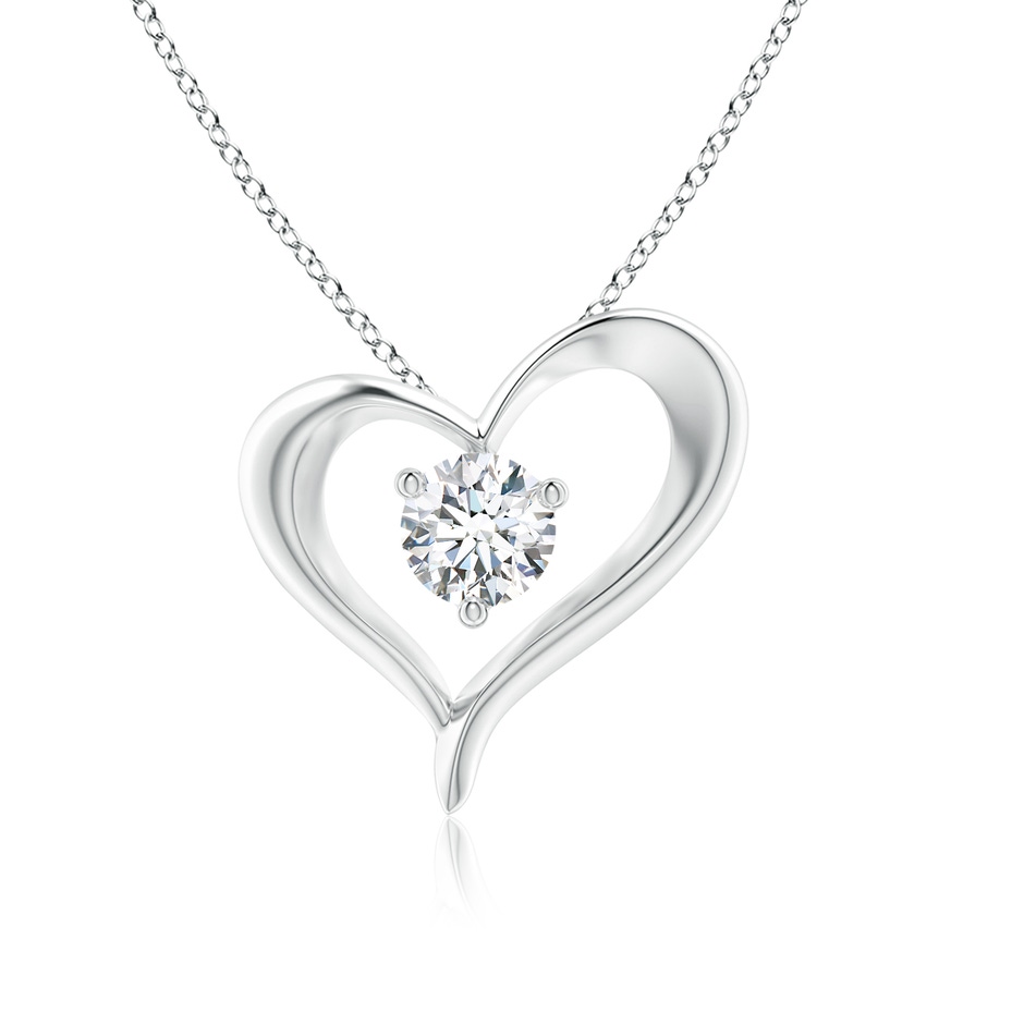 6.4mm FGVS Lab-Grown Solitaire Diamond Ribbon Heart Pendant in 18K White Gold 