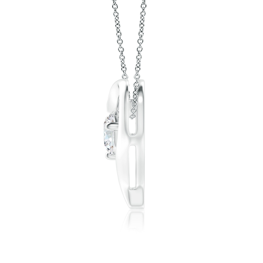 6.4mm FGVS Lab-Grown Solitaire Diamond Ribbon Heart Pendant in 18K White Gold - side 199