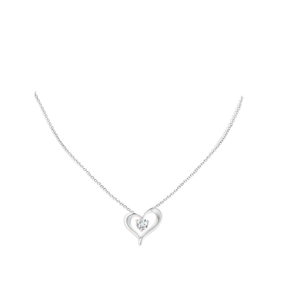 6.4mm FGVS Lab-Grown Solitaire Diamond Ribbon Heart Pendant in 18K White Gold pen