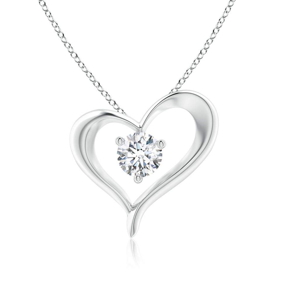 6.4mm FGVS Lab-Grown Solitaire Diamond Ribbon Heart Pendant in P950 Platinum