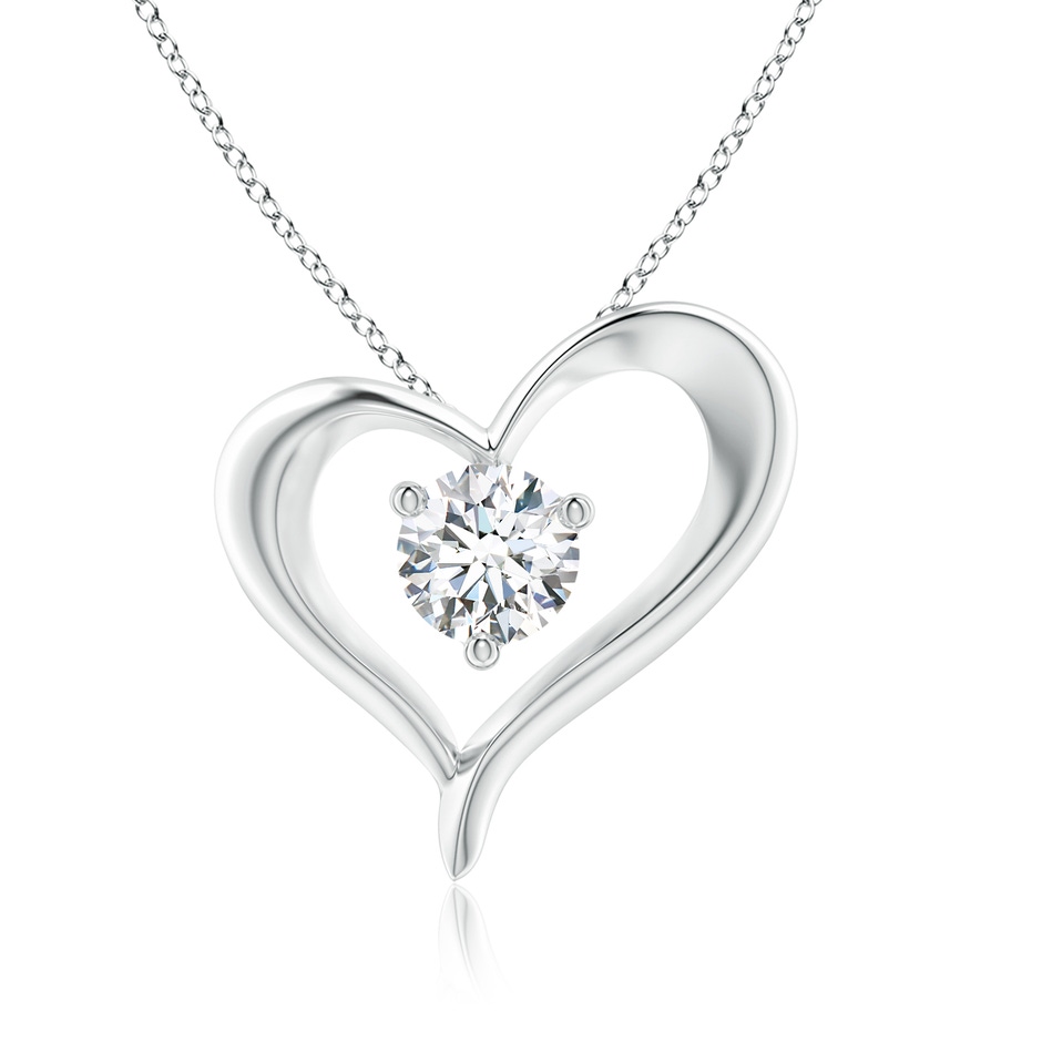 7.4mm FGVS Lab-Grown Solitaire Diamond Ribbon Heart Pendant in White Gold 