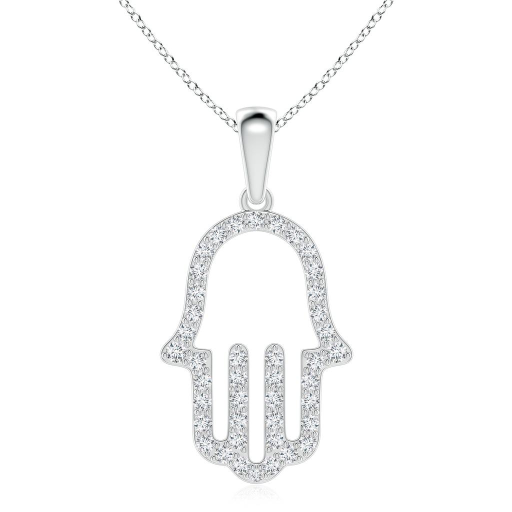 2.4mm FGVS Lab-Grown Diamond Hamsa Hand Pendant in 18K White Gold