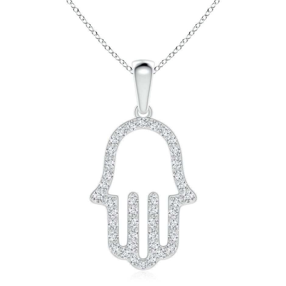 2.4mm FGVS Lab-Grown Diamond Hamsa Hand Pendant in 18K White Gold 