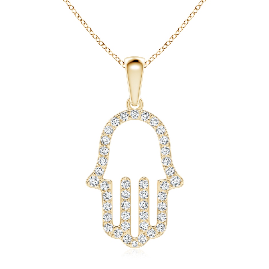 2mm FGVS Lab-Grown Diamond Hamsa Hand Pendant in Yellow Gold 