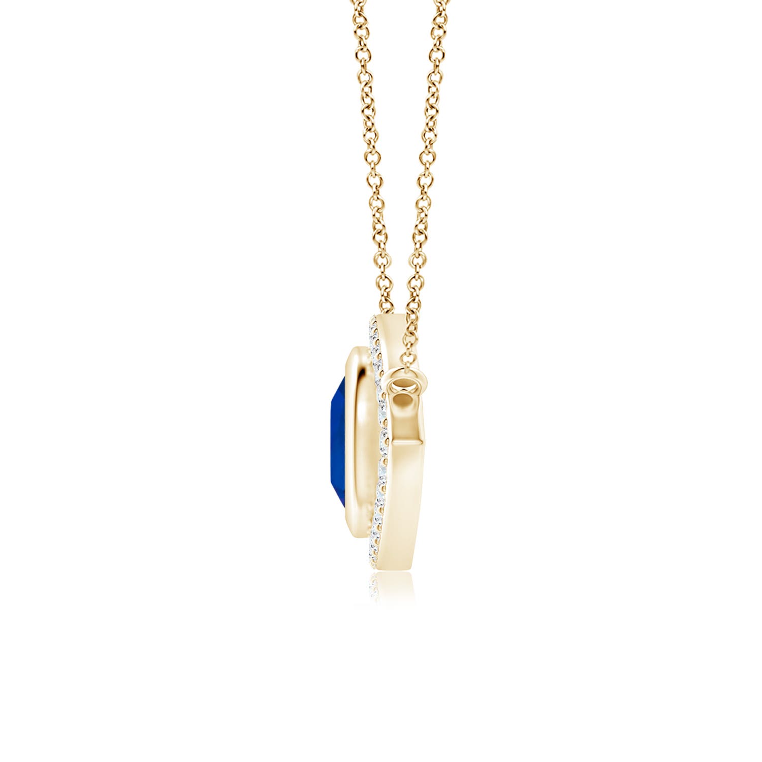 6mm Labgrown Lab-Grown Blue Sapphire Evil Eye Pendant with Lab Diamond Accents in 18K Yellow Gold