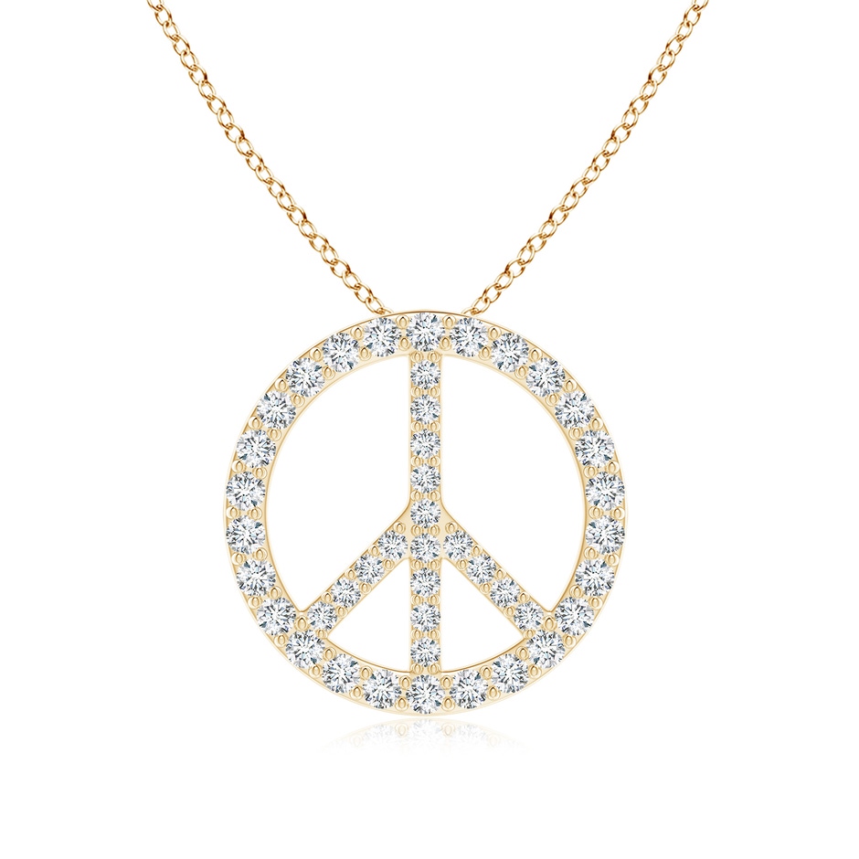 1.9mm FGVS Lab-Grown Prong-Set Diamond Peace Sign Pendant in Yellow Gold 