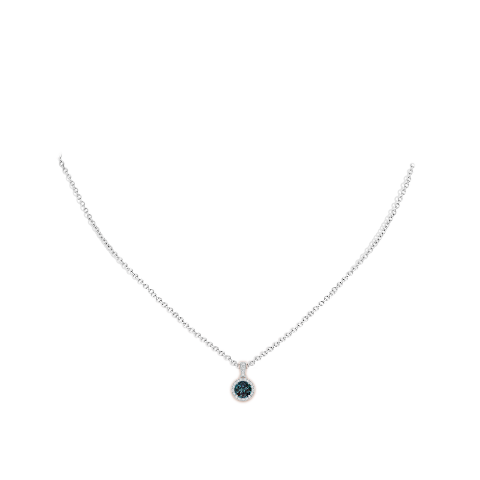 6mm Labgrown Claw-Set Round Lab-Grown Alexandrite Pendant with Diamond Halo in 18K White Gold pen