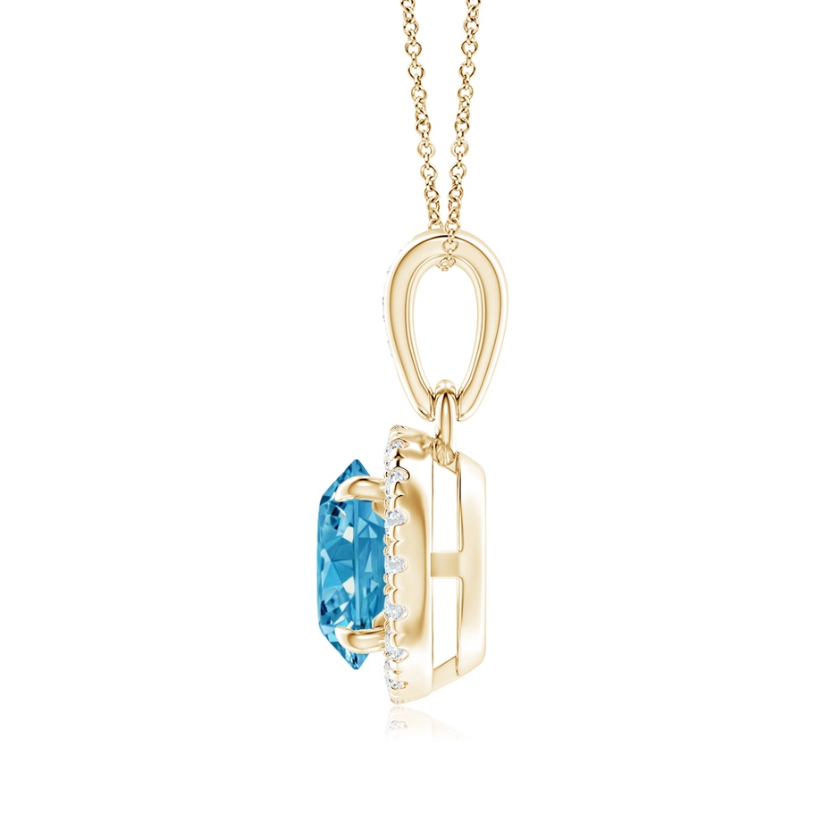 6.4mm Labgrown Claw-Set Round Lab-Grown Fancy Intense Blue Diamond Pendant with Halo in 18K Yellow Gold side 199