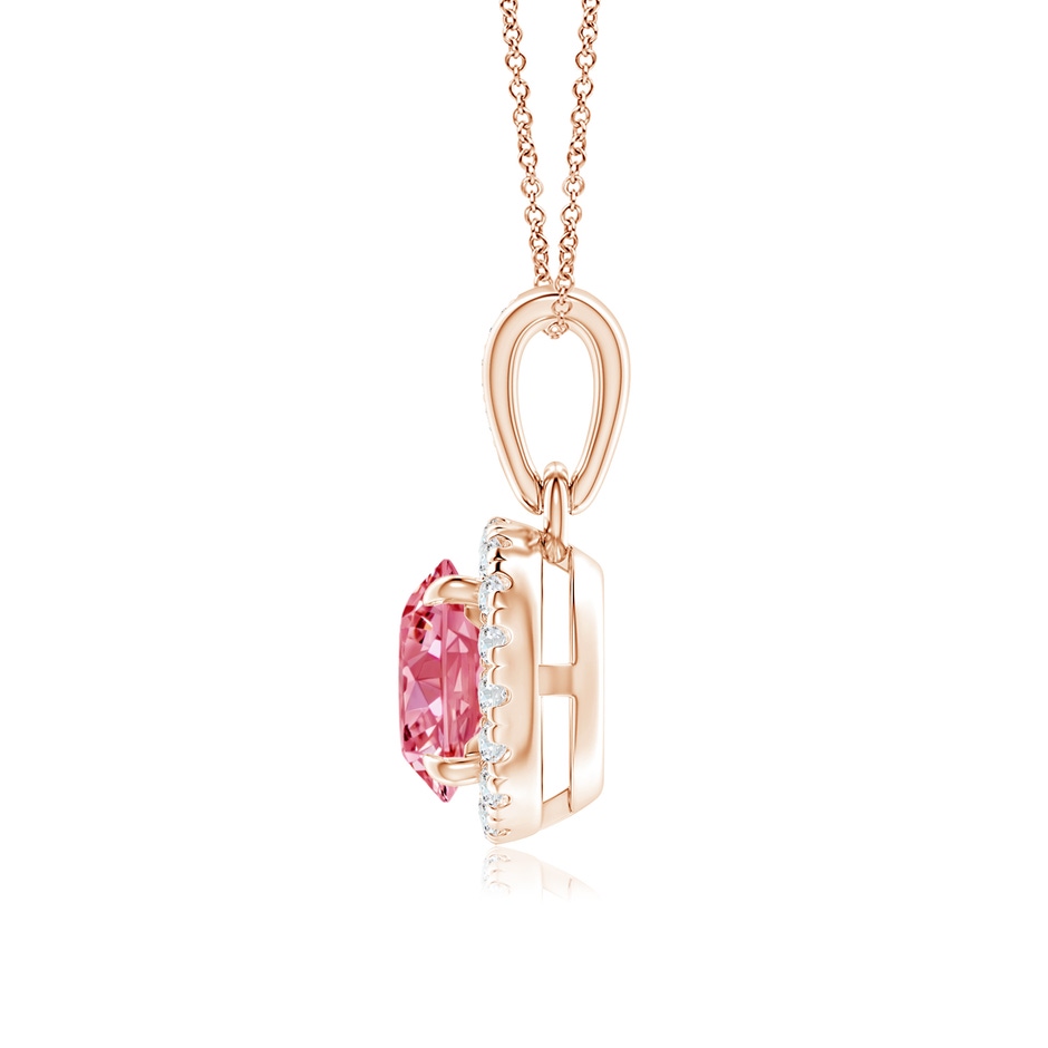 5.9mm Labgrown Claw-Set Round Lab-Grown Fancy Intense Pink Diamond Pendant with Halo in Rose Gold side 199