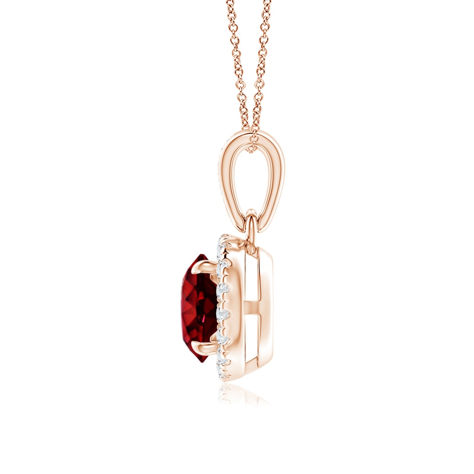 6mm Labgrown Lab-Grown Claw-Set Round Ruby Pendant with Diamond Halo in Rose Gold side 199