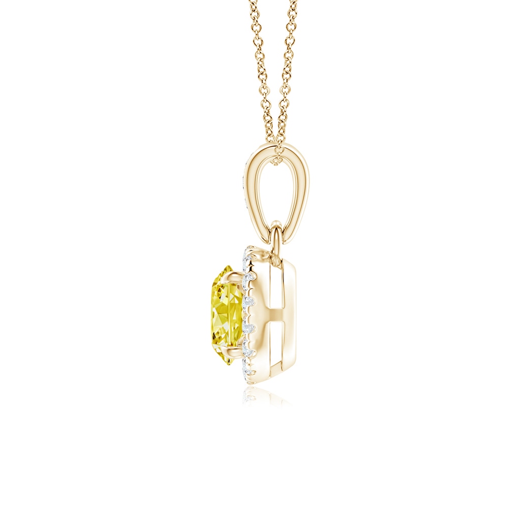 4.9mm Labgrown Claw-Set Round Lab-Grown Fancy Intense Yellow Diamond Pendant with Halo in Yellow Gold - side 199