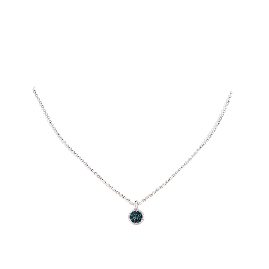 7mm Labgrown Rope-Framed Claw-Set Lab-Grown Alexandrite Solitaire Pendant in P950 Platinum pen