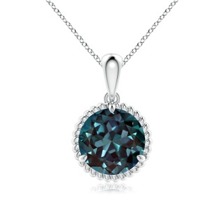 9mm Labgrown Rope-Framed Claw-Set Lab-Grown Alexandrite Solitaire Pendant in P950 Platinum