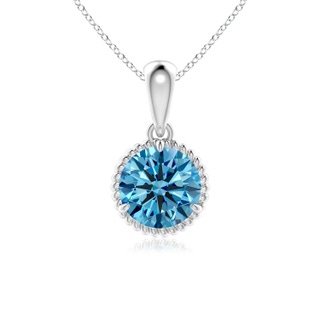 5.1mm Labgrown Rope-Framed Claw-Set Lab-Grown Fancy Intense Blue Diamond Solitaire Pendant in P950 Platinum