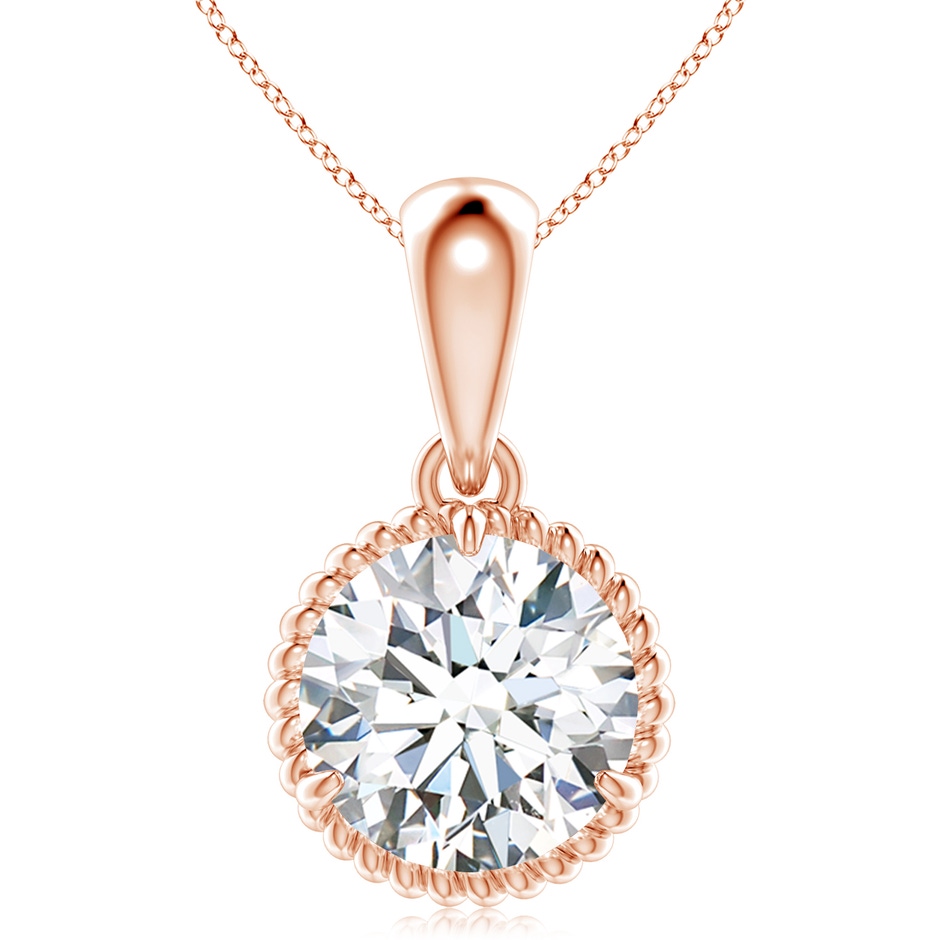 10.1mm FGVS Lab-Grown Rope-Framed Claw-Set Diamond Solitaire Pendant in Rose Gold 