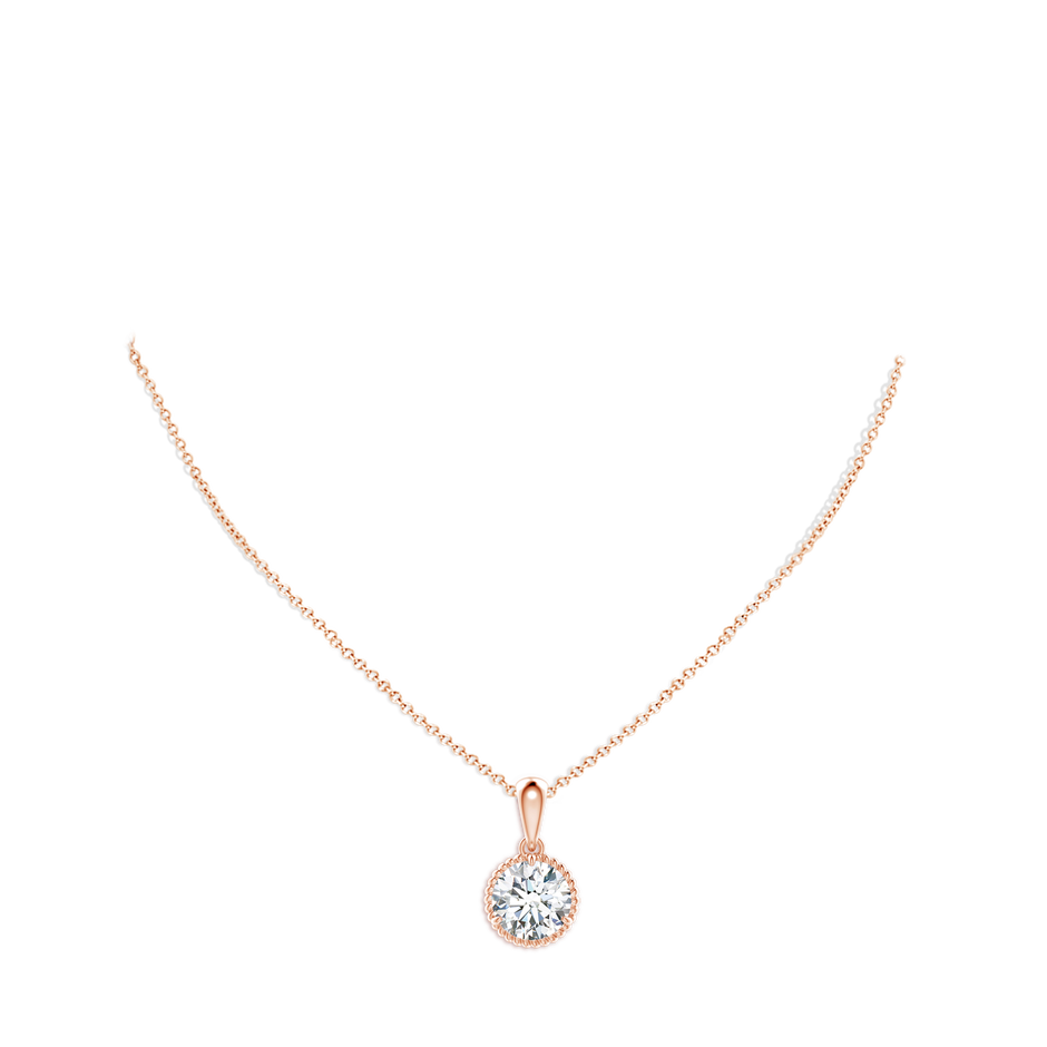10.1mm FGVS Lab-Grown Rope-Framed Claw-Set Diamond Solitaire Pendant in Rose Gold pen