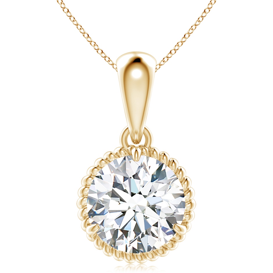10.1mm FGVS Lab-Grown Rope-Framed Claw-Set Diamond Solitaire Pendant in Yellow Gold 