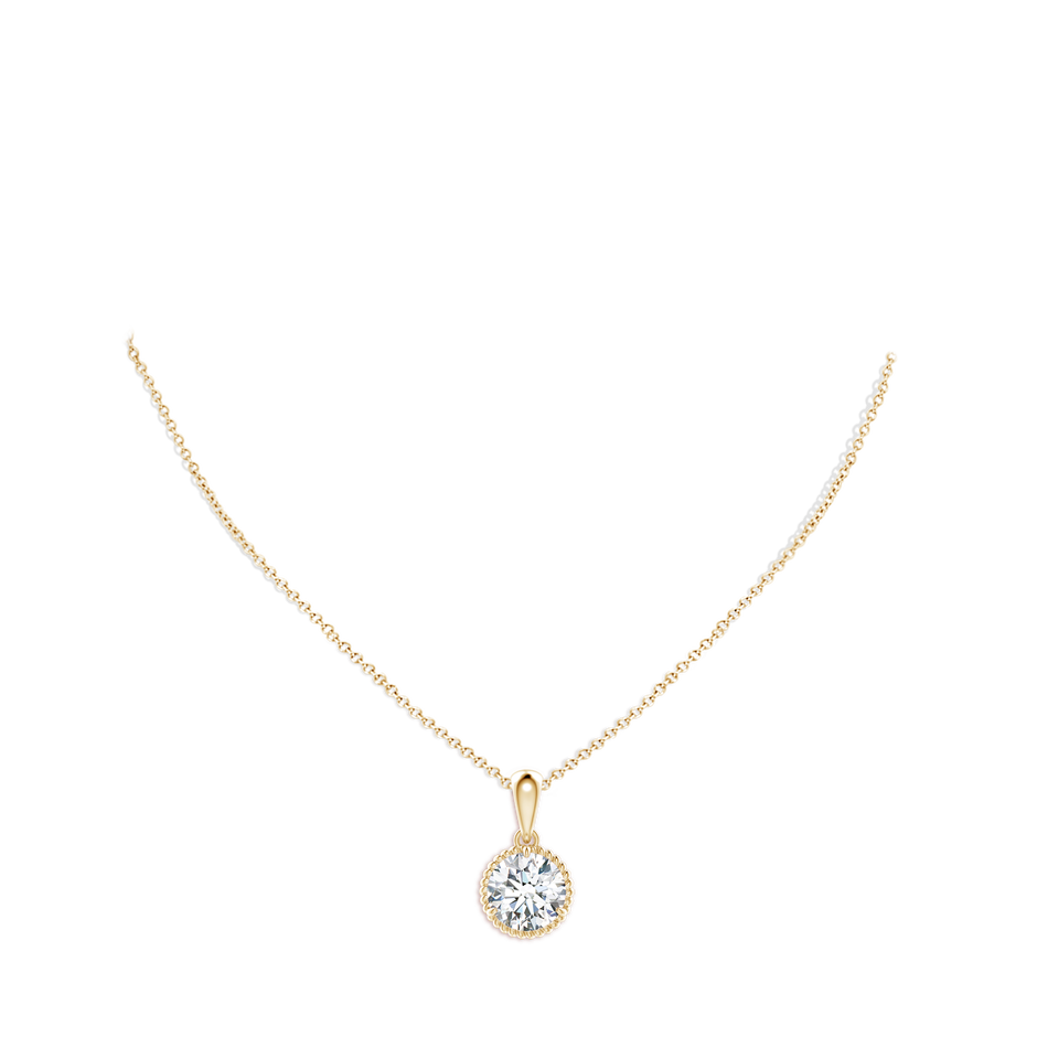 10.1mm FGVS Lab-Grown Rope-Framed Claw-Set Diamond Solitaire Pendant in Yellow Gold pen