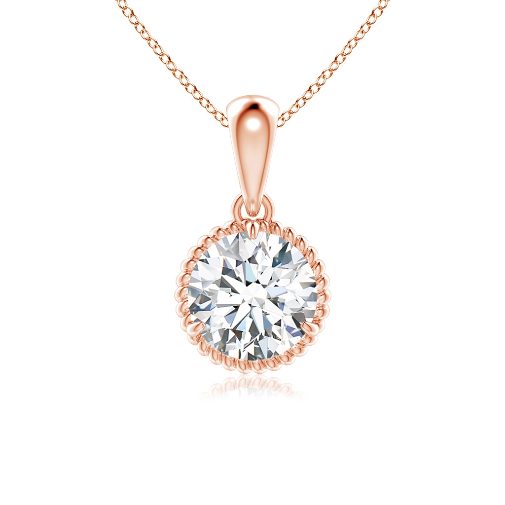 5.1mm FGVS Lab-Grown Rope-Framed Claw-Set Diamond Solitaire Pendant in Rose Gold