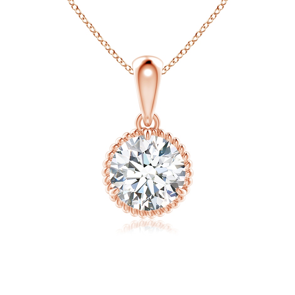 5.1mm FGVS Lab-Grown Rope-Framed Claw-Set Diamond Solitaire Pendant in Rose Gold 