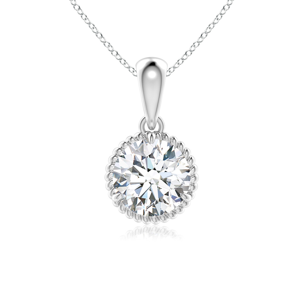 5.1mm FGVS Lab-Grown Rope-Framed Claw-Set Diamond Solitaire Pendant in White Gold